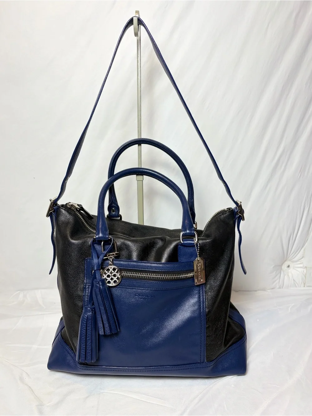 Coach Legacy Leather Rory Satchel Navy Black Colorblock 19902